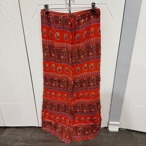 Raga by Anthropologie Red Paisley Wide Leg Pants